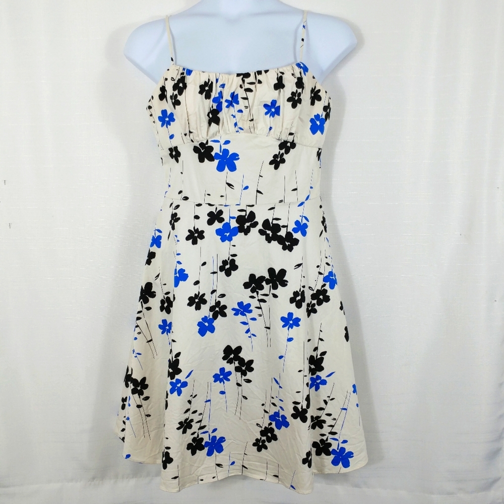 APNY Blue & Black Floral Summer Fit & Flare Dress Women's Plus Size 16